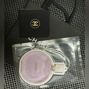 Chanel Gold Compact Mirror with Floral Design Sublimage GWP + car air freshener